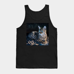 Silver Bengal Cat Enjoys The Snow Tank Top